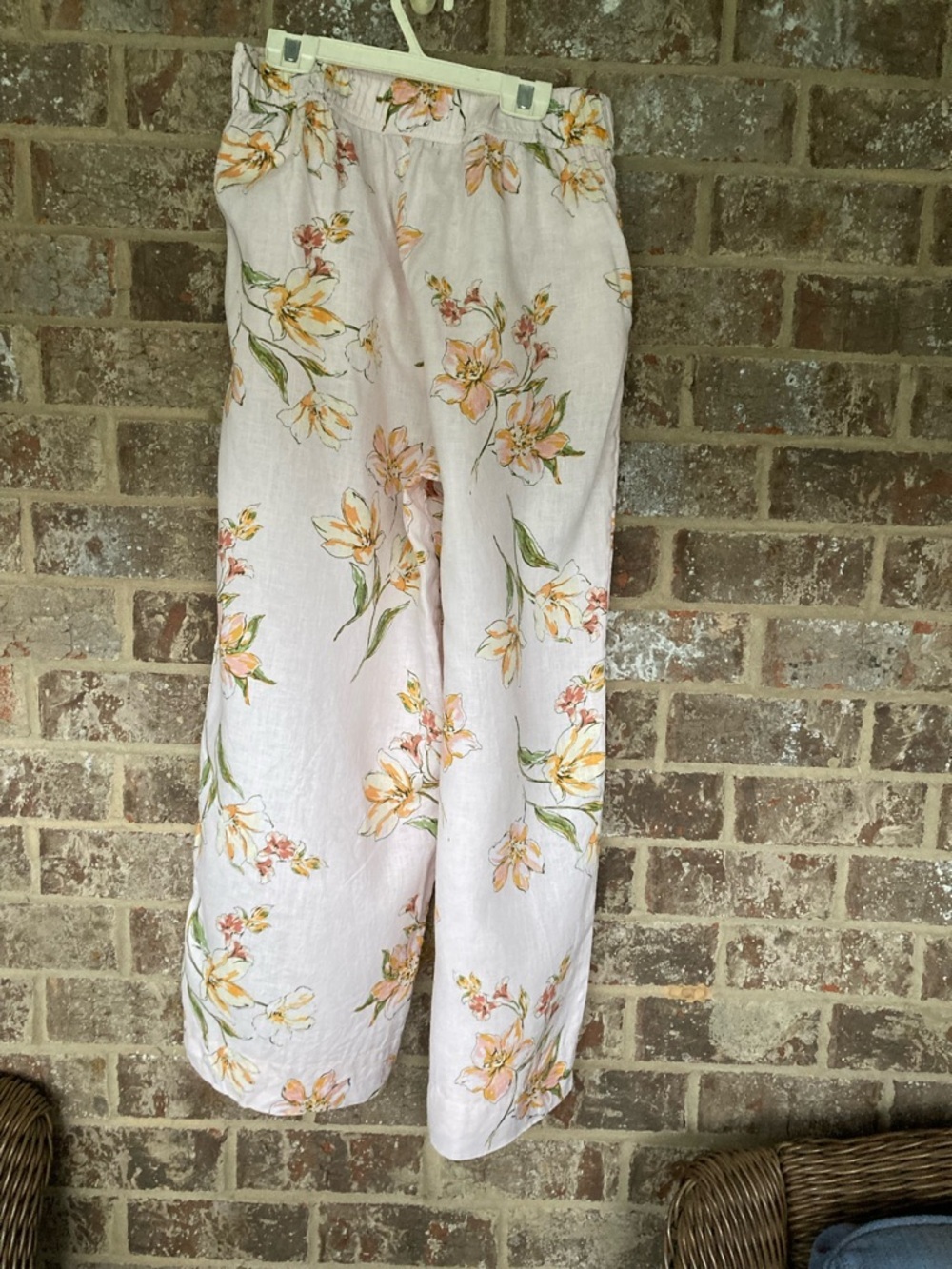 Floral linen wide leg pants Rachel Roy Size M Comfort Knit - Picture 6 of 10